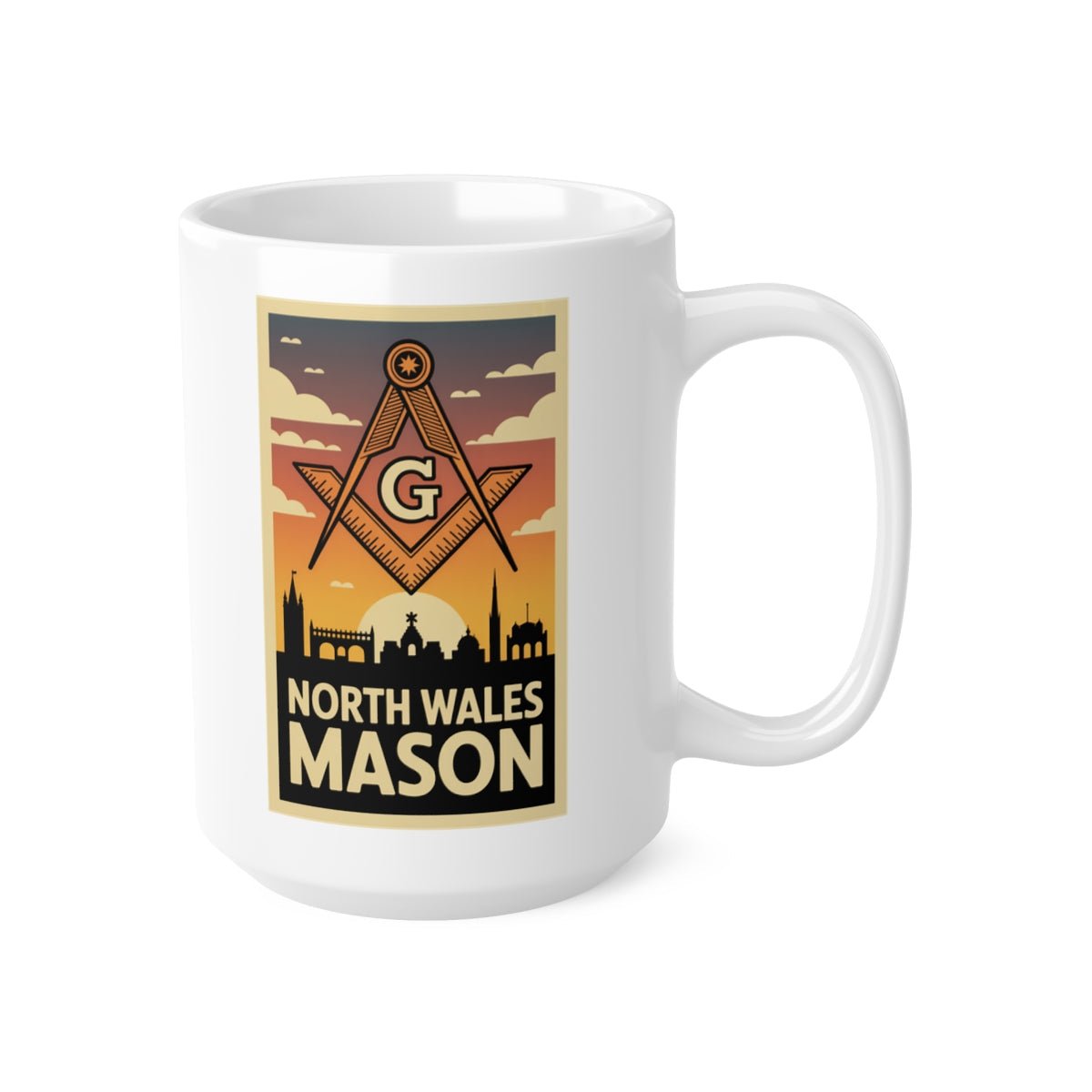 North Wales Mason Custom Masonic Coffee Mug - Freemason Gift - Masonic Mugs