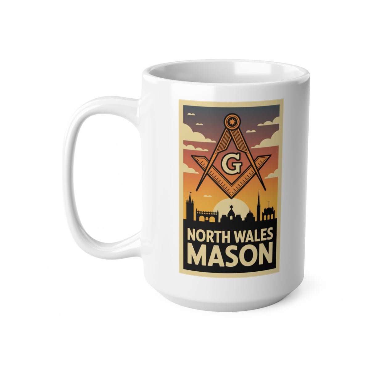 North Wales Mason Custom Masonic Coffee Mug - Freemason Gift - Masonic Mugs