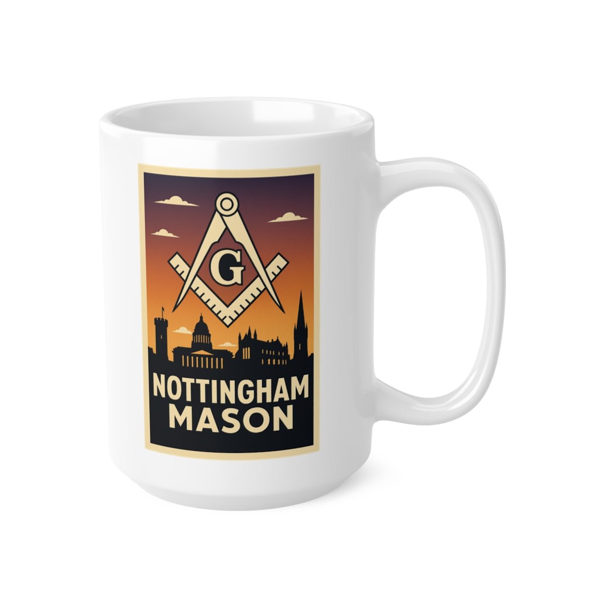 Nottingham Mason Custom Masonic Coffee Mug - Freemason Gift - Masonic Mugs