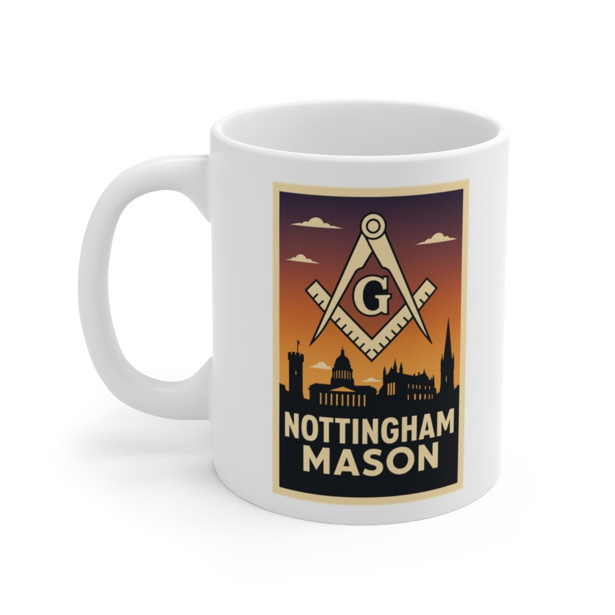 Nottingham Mason Custom Masonic Coffee Mug - Freemason Gift - Masonic Mugs