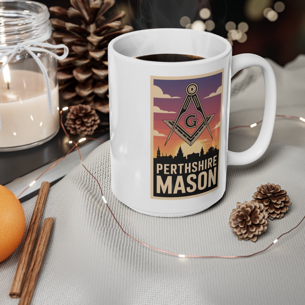 Perthshire Mason Custom Masonic Coffee Mug - Freemason Gift - Masonic Mugs
