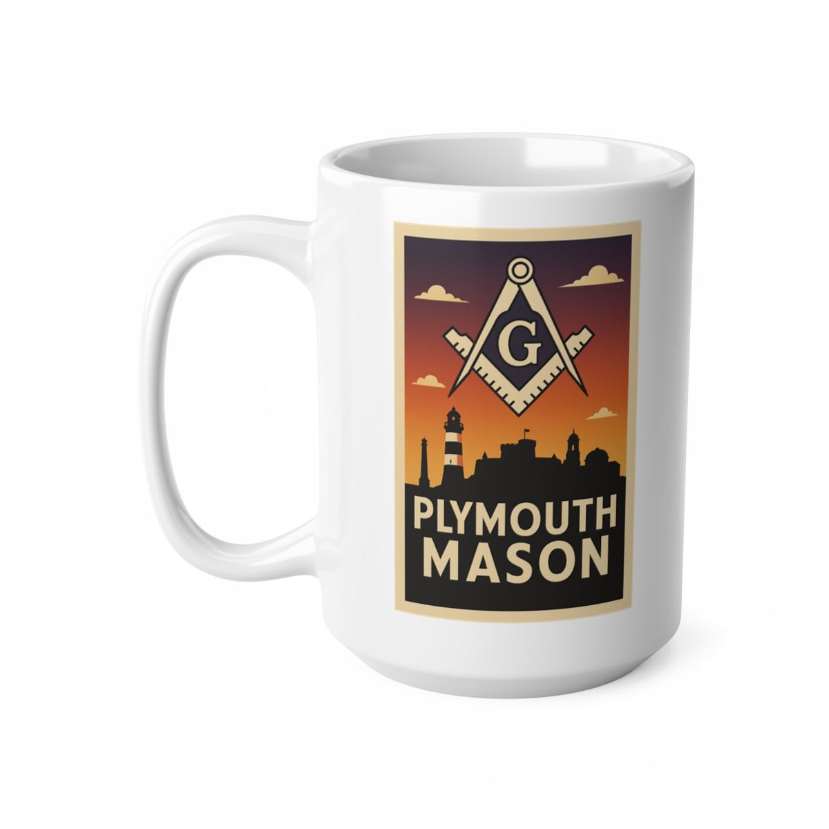 Plymouth Mason Custom Masonic Coffee Mug - Freemason Gift - Masonic Mugs