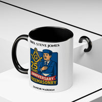 Premium Personalised Freemason Colour Rim Mug - 25 YEAR ANNIVERSARY - Masonic Mugs