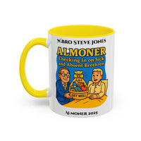 Premium Personalised Freemason Colour Rim Mug - Almoner Design - Checking in on Sick and Absent Brethen - Masonic Mugs