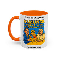 Premium Personalised Freemason Colour Rim Mug - Almoner Design - Checking in on Sick and Absent Brethen - Masonic Mugs