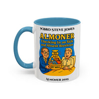 Premium Personalised Freemason Colour Rim Mug - Almoner Design - Checking in on Sick and Absent Brethen - Masonic Mugs