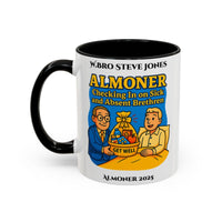 Premium Personalised Freemason Colour Rim Mug - Almoner Design - Checking in on Sick and Absent Brethen - Masonic Mugs