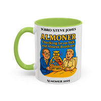 Premium Personalised Freemason Colour Rim Mug - Almoner Design - Checking in on Sick and Absent Brethen - Masonic Mugs