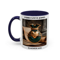 Premium Personalised Freemason Colour Rim Mug - Almoner Design - Heart and moneybag - Masonic Mugs