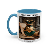 Premium Personalised Freemason Colour Rim Mug - Almoner Design - Heart and moneybag - Masonic Mugs