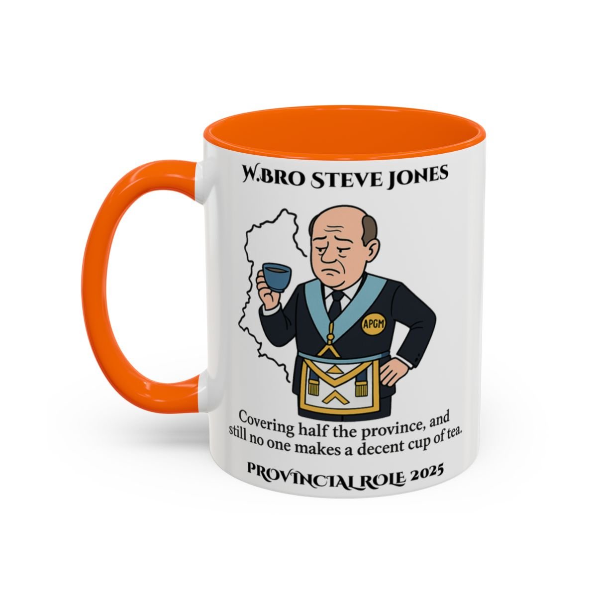 Premium Personalised Freemason Colour Rim Mug - Assistant Provincial Grand Master Design - Nobody makes a decent cup of tea - Masonic Mugs