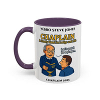 Premium Personalised Freemason Colour Rim Mug - Chaplain Design - A steady hand in lodge and life - Masonic Mugs