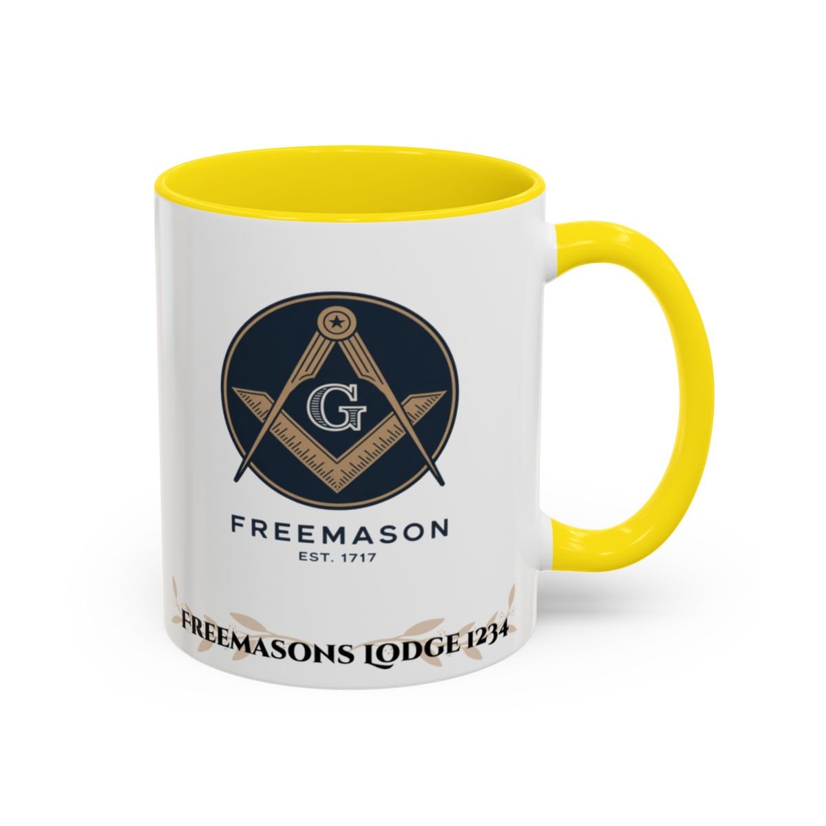 Premium Personalised Freemason Colour Rim Mug - Chaplain Design - A steady hand in lodge and life - Masonic Mugs