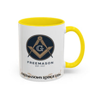 Premium Personalised Freemason Colour Rim Mug - Chaplain Design - A steady hand in lodge and life - Masonic Mugs