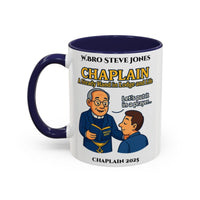 Premium Personalised Freemason Colour Rim Mug - Chaplain Design - A steady hand in lodge and life - Masonic Mugs