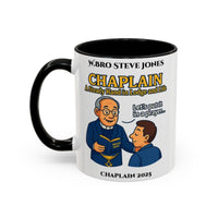 Premium Personalised Freemason Colour Rim Mug - Chaplain Design - A steady hand in lodge and life - Masonic Mugs