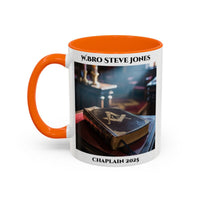 Premium Personalised Freemason Colour Rim Mug - Chaplain Design - Open Book Spiritual Guidance - Masonic Mugs
