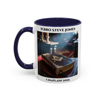 Premium Personalised Freemason Colour Rim Mug - Chaplain Design - Open Book Spiritual Guidance - Masonic Mugs