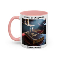 Premium Personalised Freemason Colour Rim Mug - Chaplain Design - Open Book Spiritual Guidance - Masonic Mugs