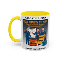 Premium Personalised Freemason Colour Rim Mug - Charity Steward Design - Champion of Raffles - Masonic Mugs