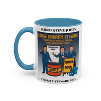 Premium Personalised Freemason Colour Rim Mug - Charity Steward Design - Champion of Raffles - Masonic Mugs