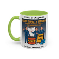 Premium Personalised Freemason Colour Rim Mug - Charity Steward Design - Champion of Raffles - Masonic Mugs