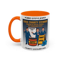 Premium Personalised Freemason Colour Rim Mug - Charity Steward Design - Champion of Raffles - Masonic Mugs
