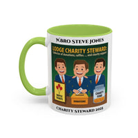 Premium Personalised Freemason Colour Rim Mug - Charity Steward Design - Collector of Donations - Masonic Mugs