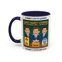 Premium Personalised Freemason Colour Rim Mug - Charity Steward Design - Collector of Donations - Masonic Mugs