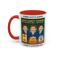 Premium Personalised Freemason Colour Rim Mug - Charity Steward Design - Collector of Donations - Masonic Mugs