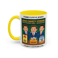Premium Personalised Freemason Colour Rim Mug - Charity Steward Design - Collector of Donations - Masonic Mugs