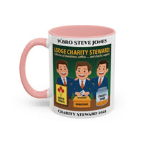 Premium Personalised Freemason Colour Rim Mug - Charity Steward Design - Collector of Donations - Masonic Mugs
