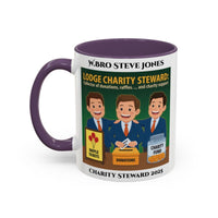 Premium Personalised Freemason Colour Rim Mug - Charity Steward Design - Collector of Donations - Masonic Mugs