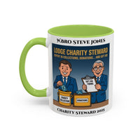 Premium Personalised Freemason Colour Rim Mug - Charity Steward Design - Expert in Collections - Masonic Mugs
