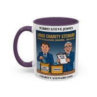 Premium Personalised Freemason Colour Rim Mug - Charity Steward Design - Expert in Collections - Masonic Mugs