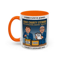 Premium Personalised Freemason Colour Rim Mug - Charity Steward Design - Expert in Collections - Masonic Mugs