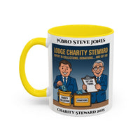 Premium Personalised Freemason Colour Rim Mug - Charity Steward Design - Expert in Collections - Masonic Mugs
