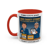 Premium Personalised Freemason Colour Rim Mug - Charity Steward Design - Expert in Collections - Masonic Mugs