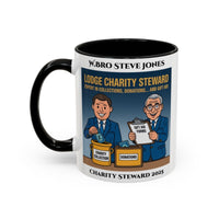 Premium Personalised Freemason Colour Rim Mug - Charity Steward Design - Expert in Collections - Masonic Mugs