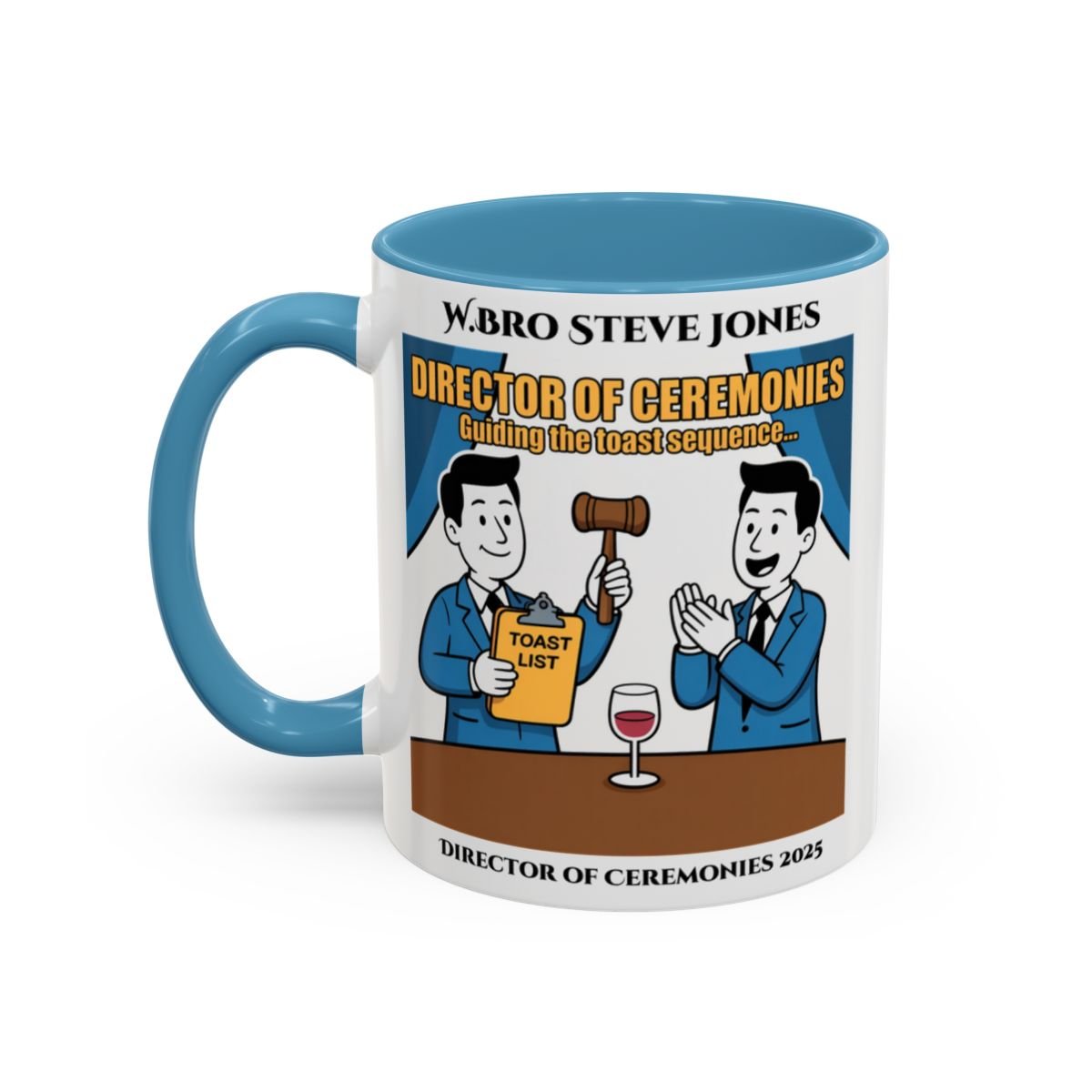 Premium Personalised Freemason Colour Rim Mug - Director of Ceremonies Design - Guiding the Toast Sequence - Masonic Mugs