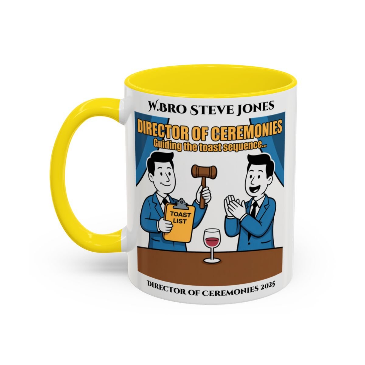 Premium Personalised Freemason Colour Rim Mug - Director of Ceremonies Design - Guiding the Toast Sequence - Masonic Mugs