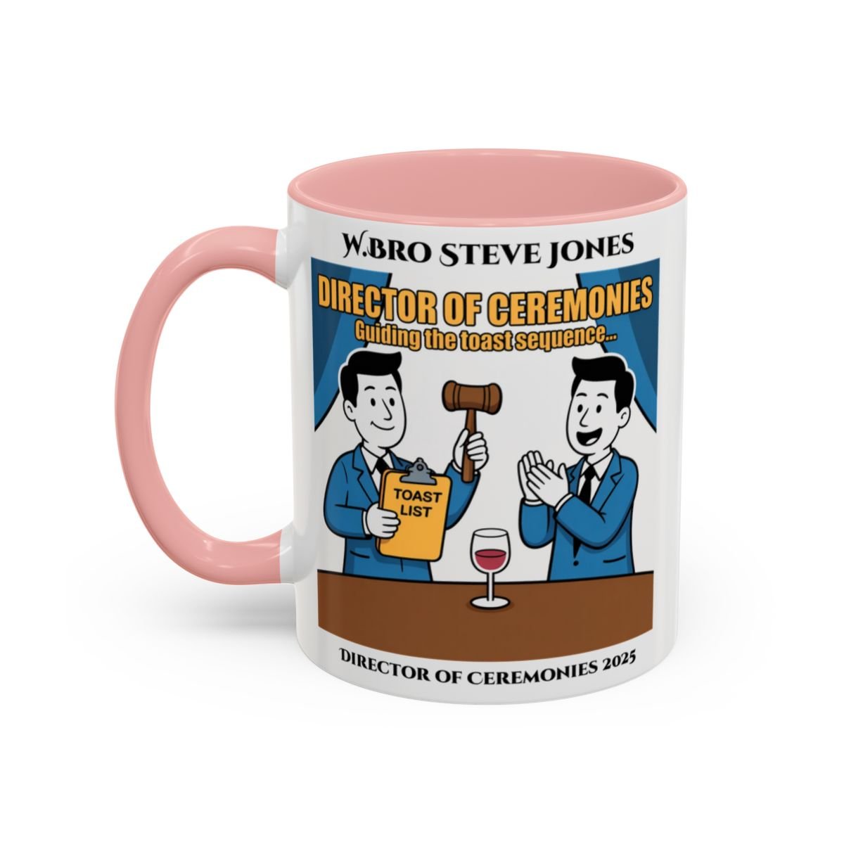 Premium Personalised Freemason Colour Rim Mug - Director of Ceremonies Design - Guiding the Toast Sequence - Masonic Mugs