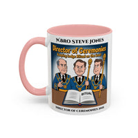 Premium Personalised Freemason Colour Rim Mug - Director of Ceremonies Design - Keeping Lodge on the Level - Masonic Mugs