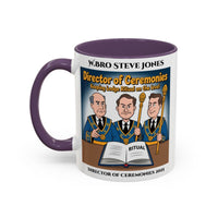 Premium Personalised Freemason Colour Rim Mug - Director of Ceremonies Design - Keeping Lodge on the Level - Masonic Mugs