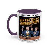 Premium Personalised Freemason Colour Rim Mug - Director of Ceremonies Design - Mastering the Toast and the Gavel - Masonic Mugs
