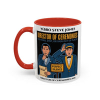 Premium Personalised Freemason Colour Rim Mug - Director of Ceremonies Design - No word step or sign out of place - Masonic Mugs