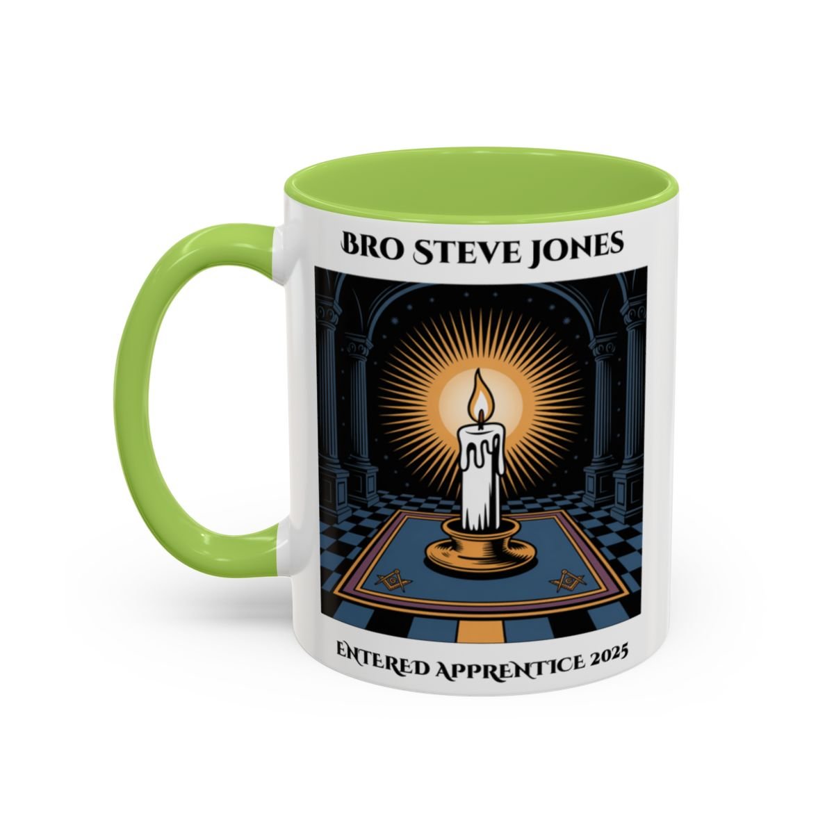 Premium Personalised Freemason Colour Rim Mug - Entered Apprentice - Masonic Mugs