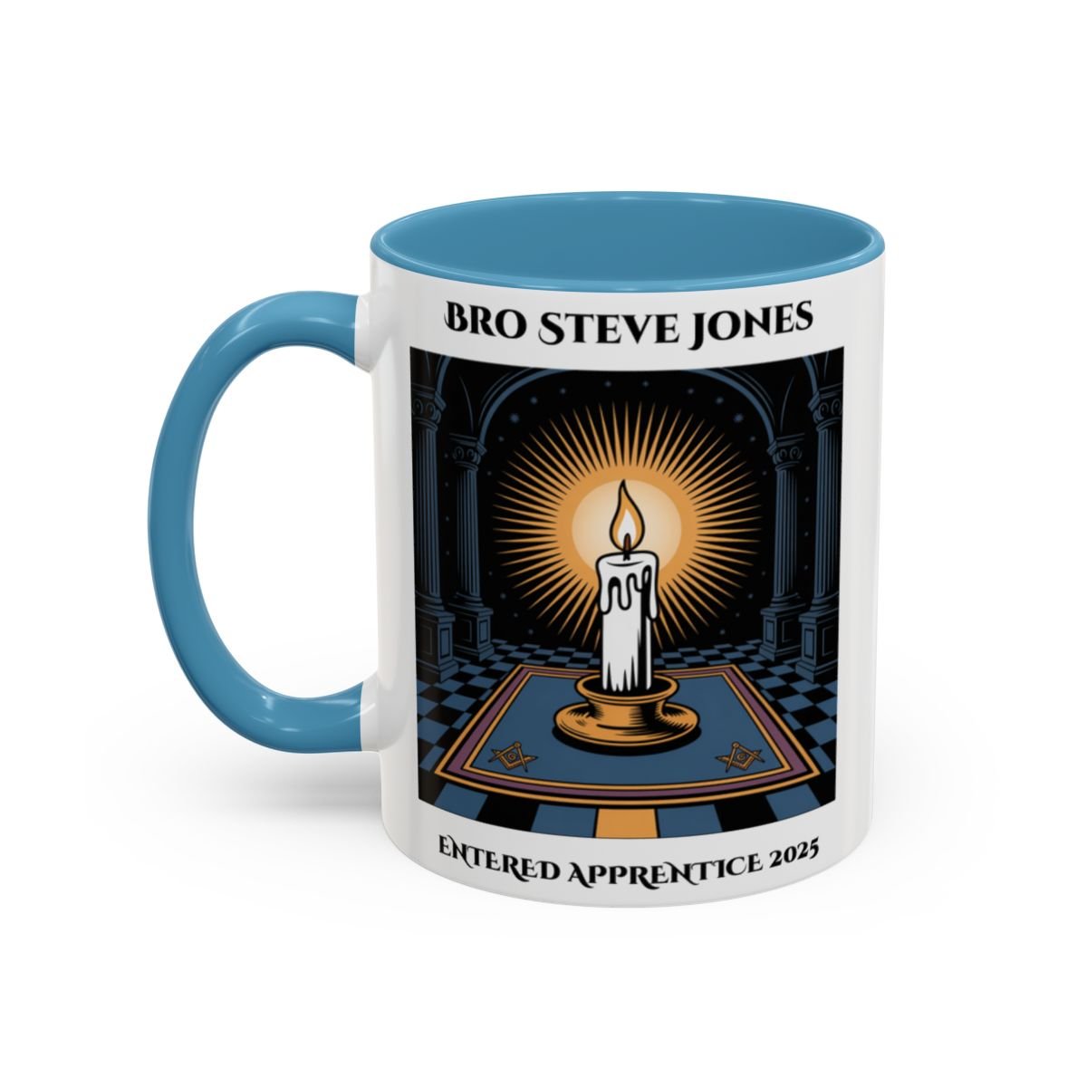 Premium Personalised Freemason Colour Rim Mug - Entered Apprentice - Masonic Mugs