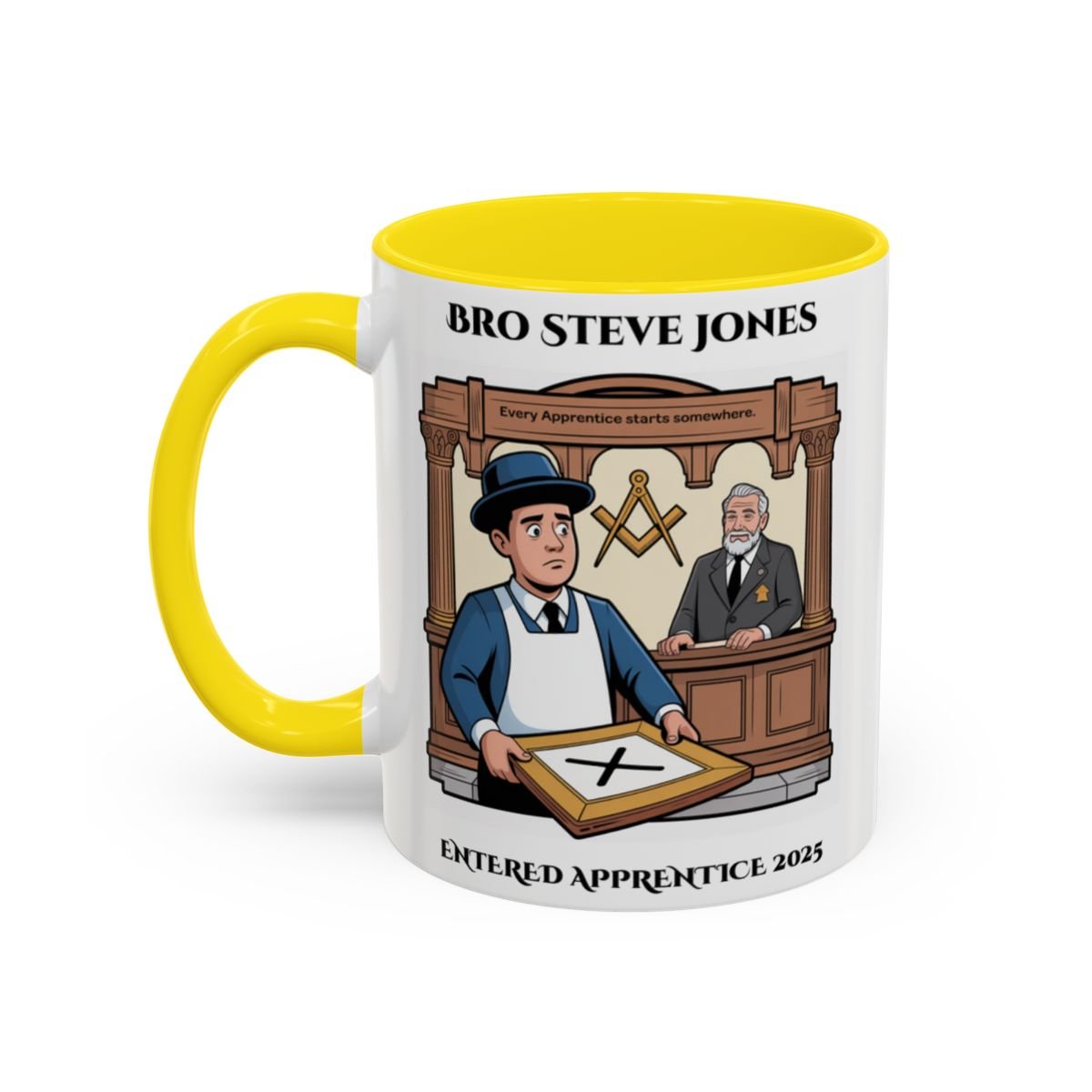 Premium Personalised Freemason Colour Rim Mug - Entered Apprentice - Masonic Mugs