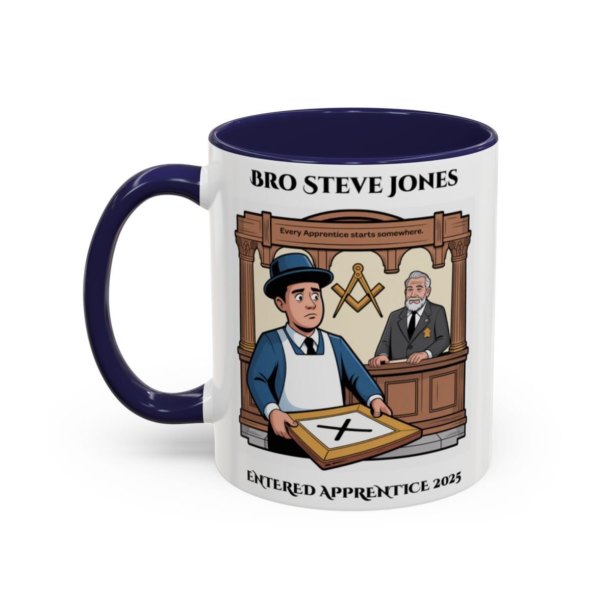 Premium Personalised Freemason Colour Rim Mug - Entered Apprentice - Masonic Mugs